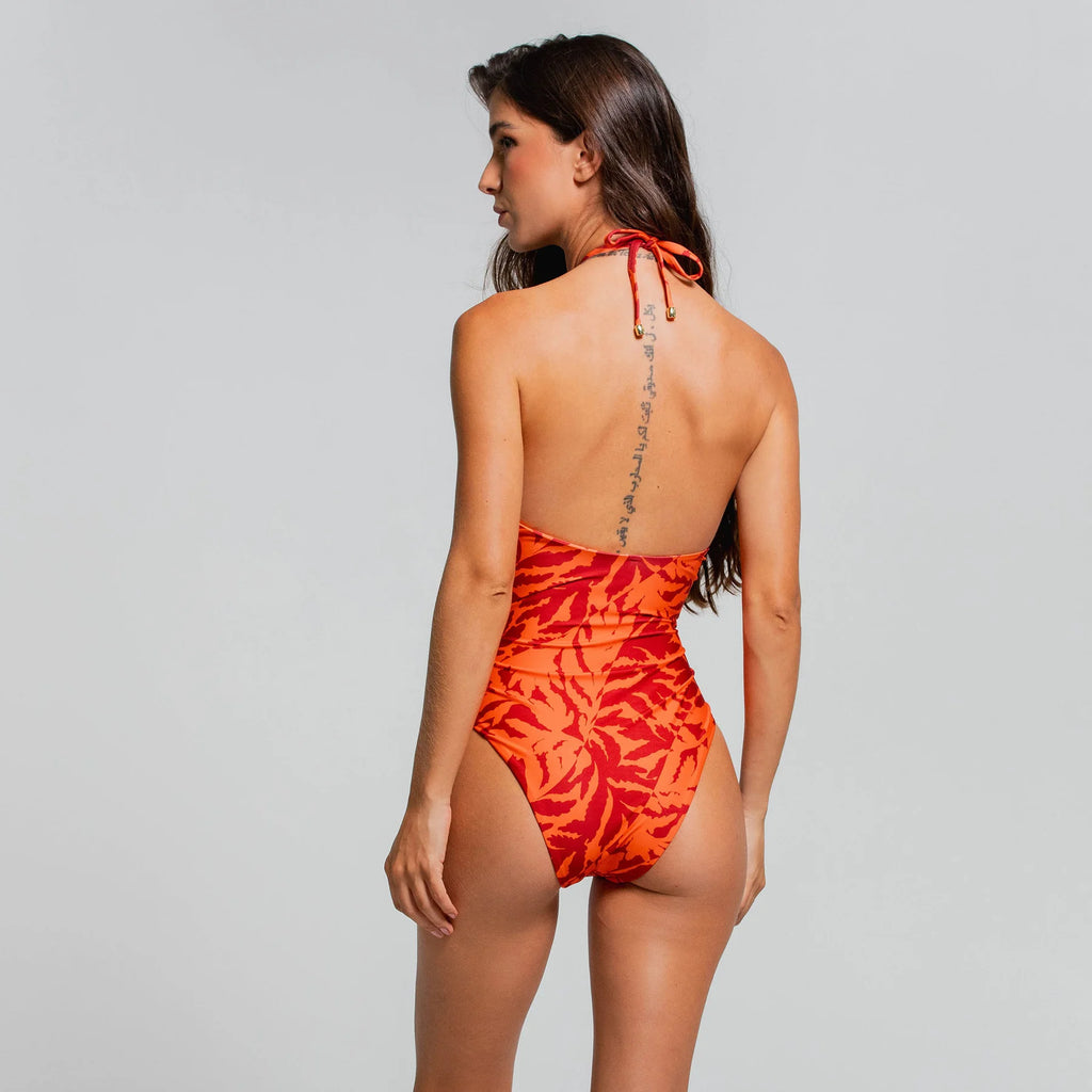 LEAVES OF THE SUN LACE UP ONE PIECE
