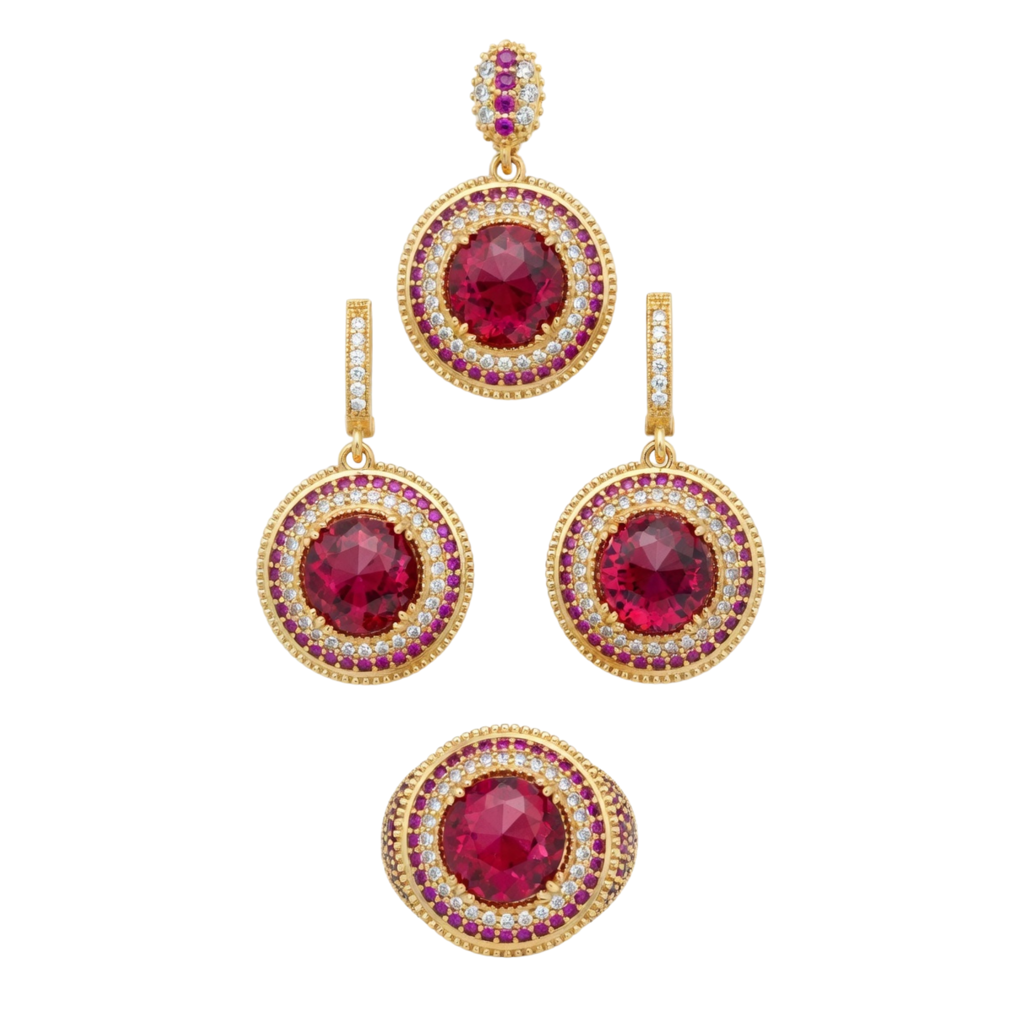Topkapi Palace Gemstone Jewelry Set – Ring, Earrings & Pendant