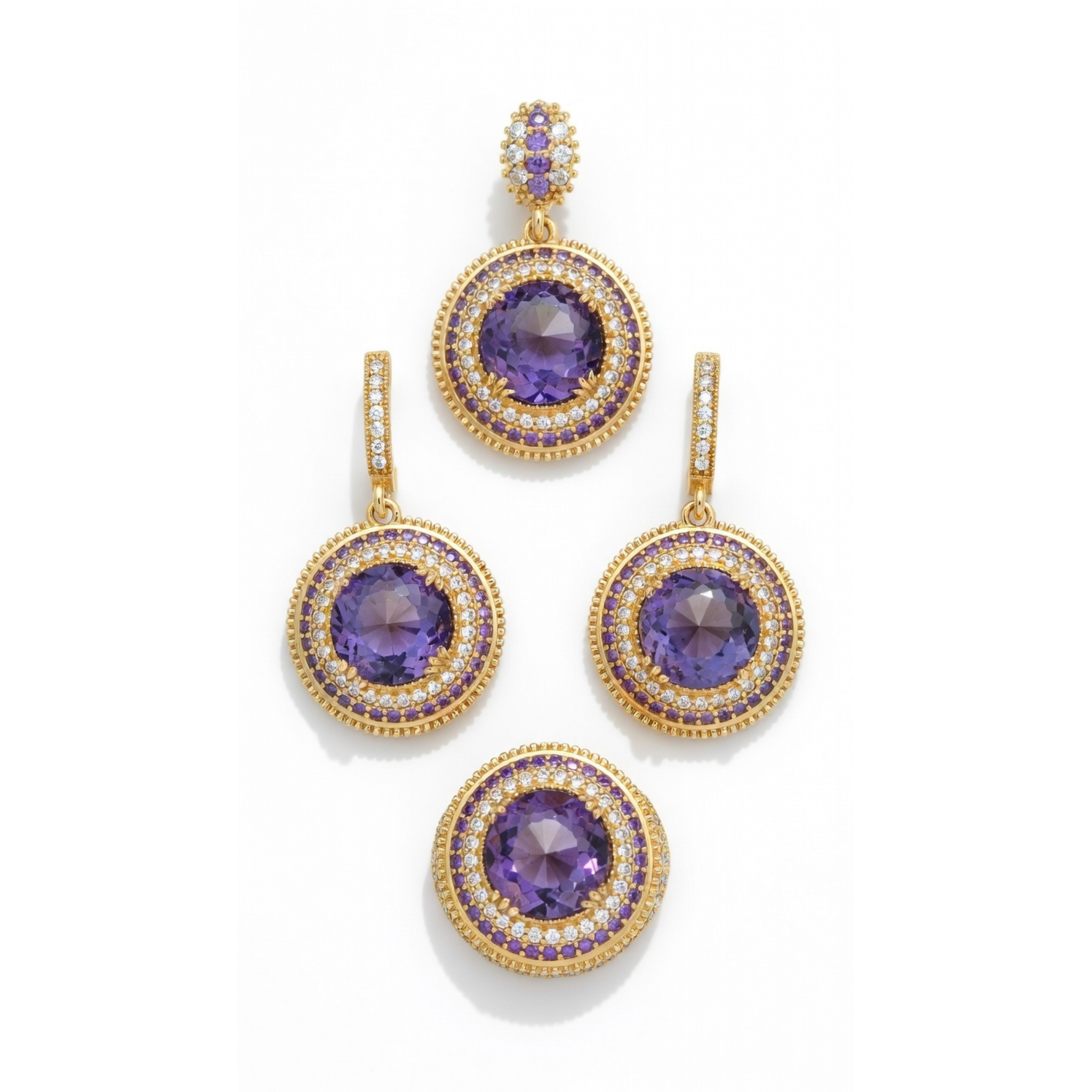 Topkapi Palace Gemstone Jewelry Set – Ring, Earrings & Pendant