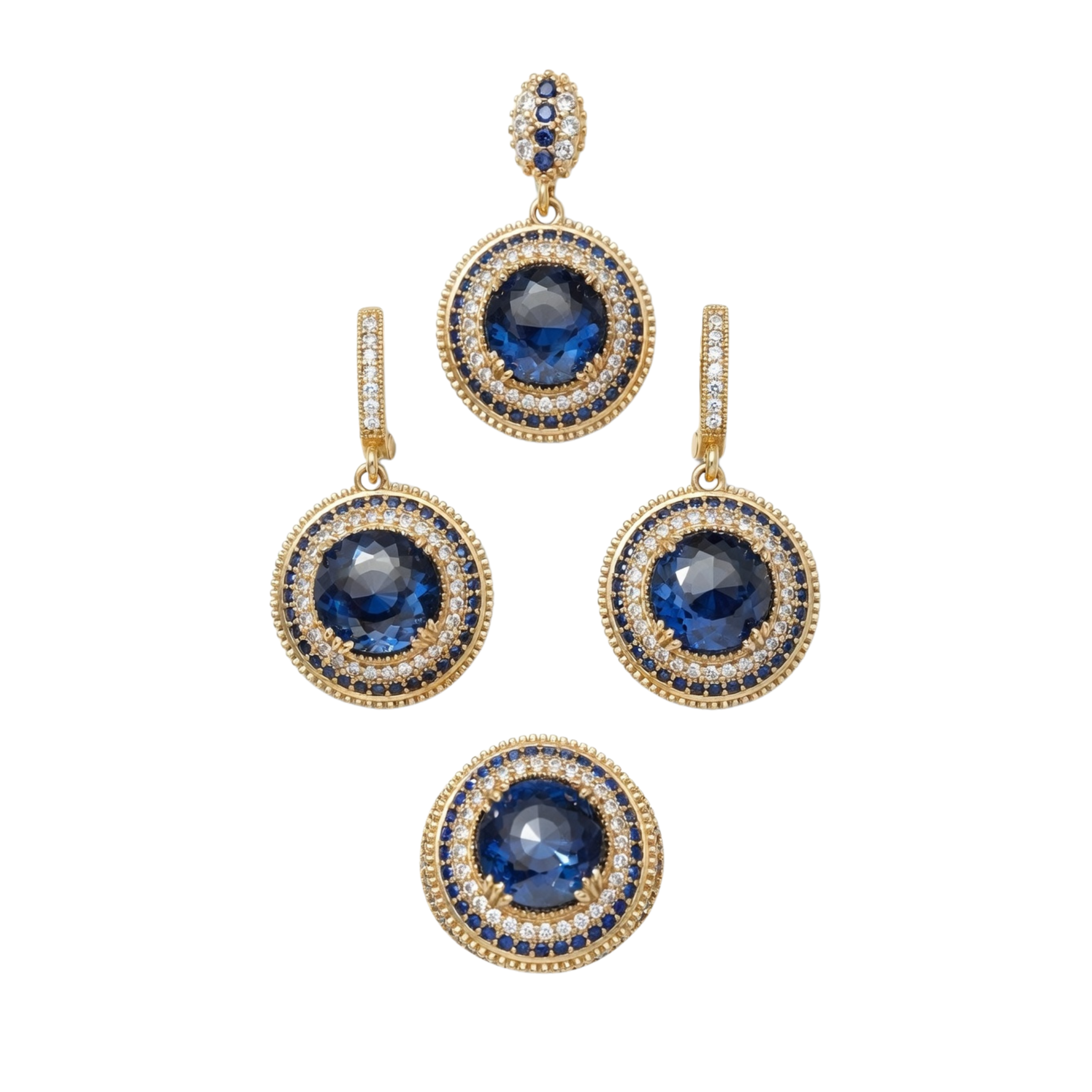 Topkapi Palace Gemstone Jewelry Set – Ring, Earrings & Pendant