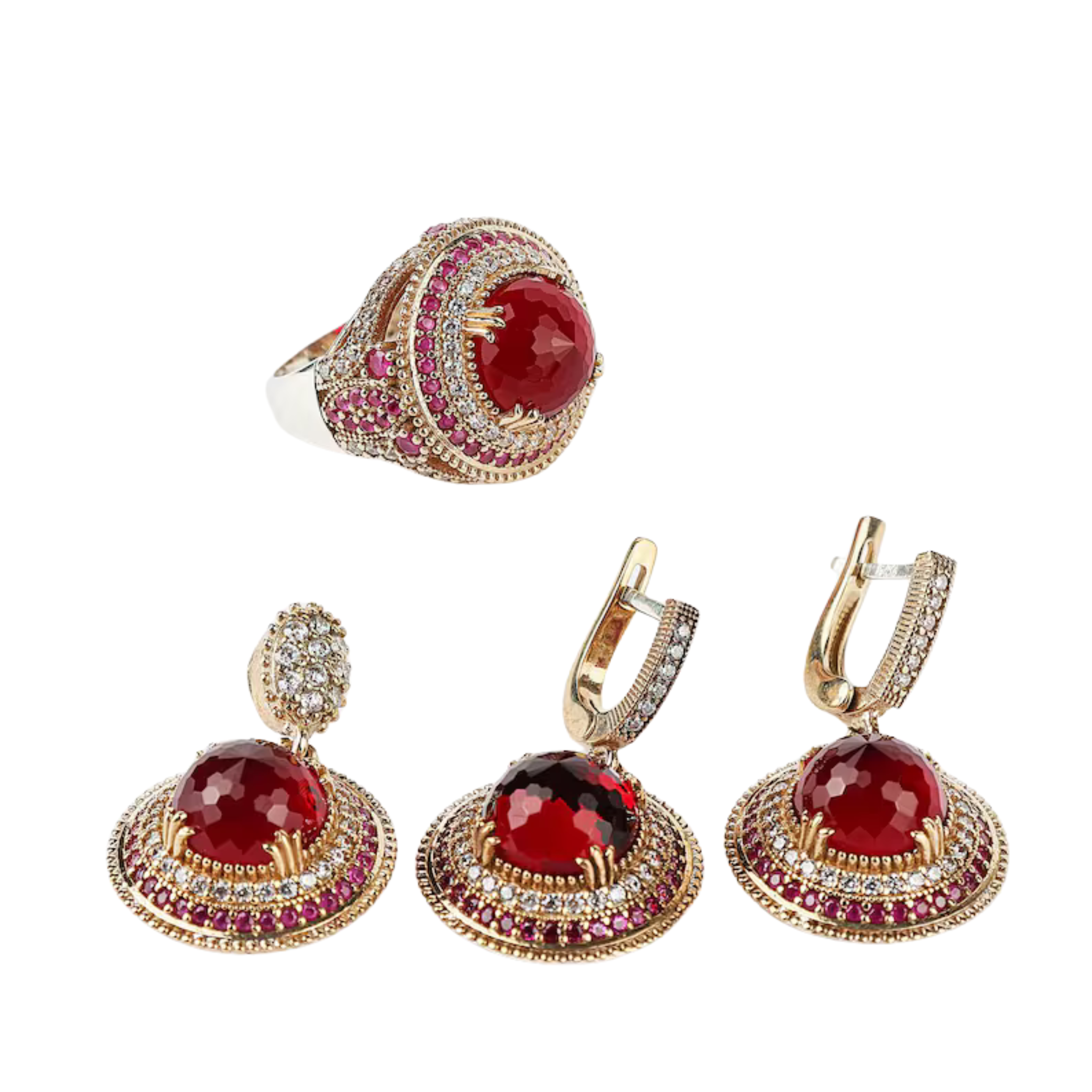 Topkapi Palace Gemstone Jewelry Set – Ring, Earrings & Pendant