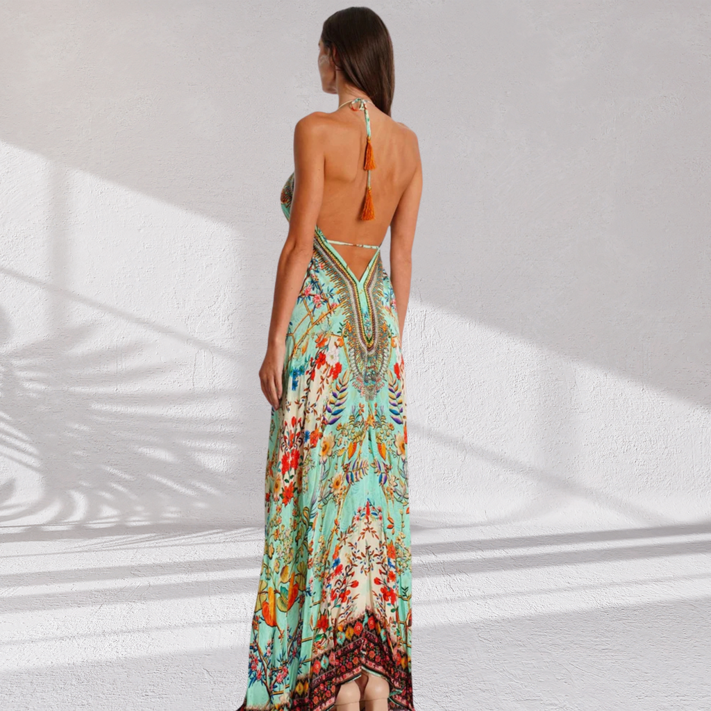 Turquoise Jardin Luxe Maxi Dress