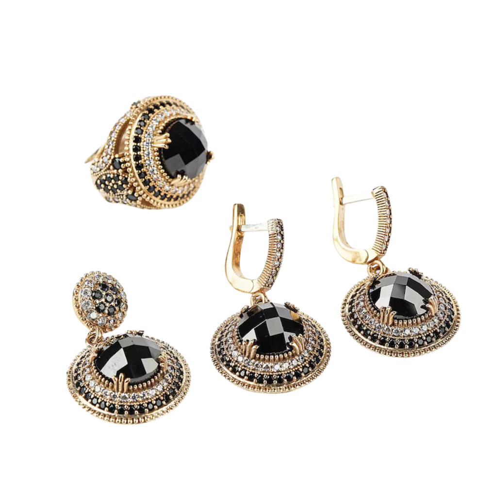 Topkapi Palace Gemstone Jewelry Set – Ring, Earrings & Pendant