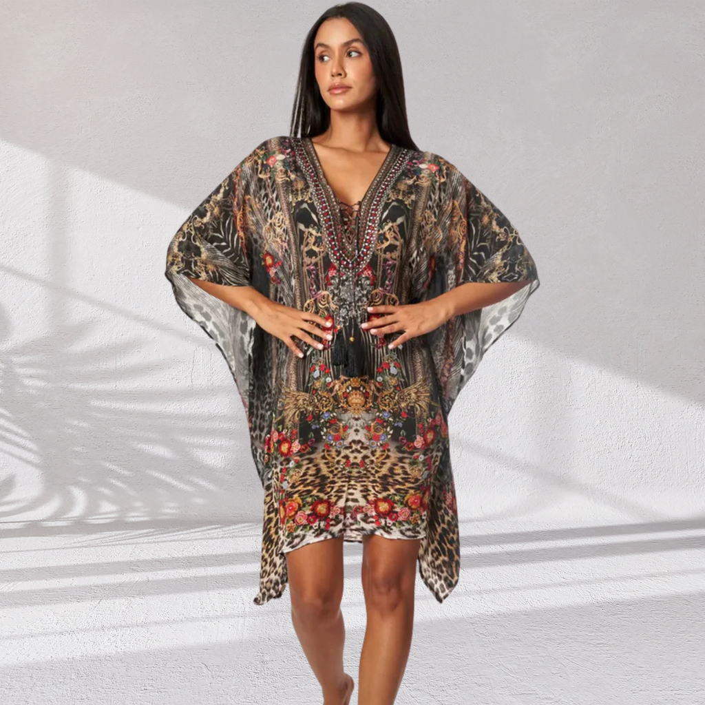 Eclectic Jungle Luxury Silk Caftan Dress