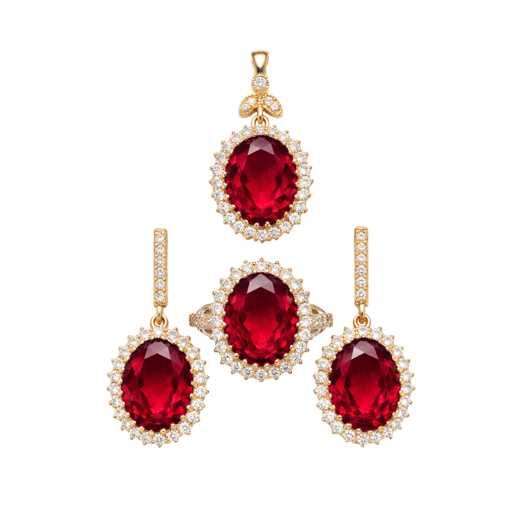 Ottoman Princess Gemstone Jewelry Set – Ring, Earrings & Pendant