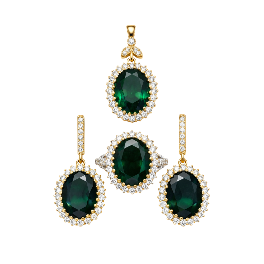 Ottoman Princess Gemstone Jewelry Set – Ring, Earrings & Pendant