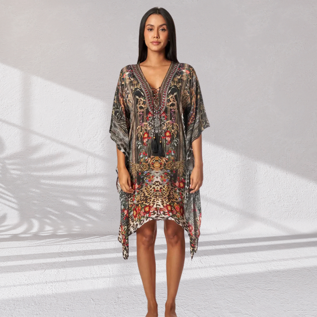 Eclectic Jungle Luxury Silk Caftan Dress