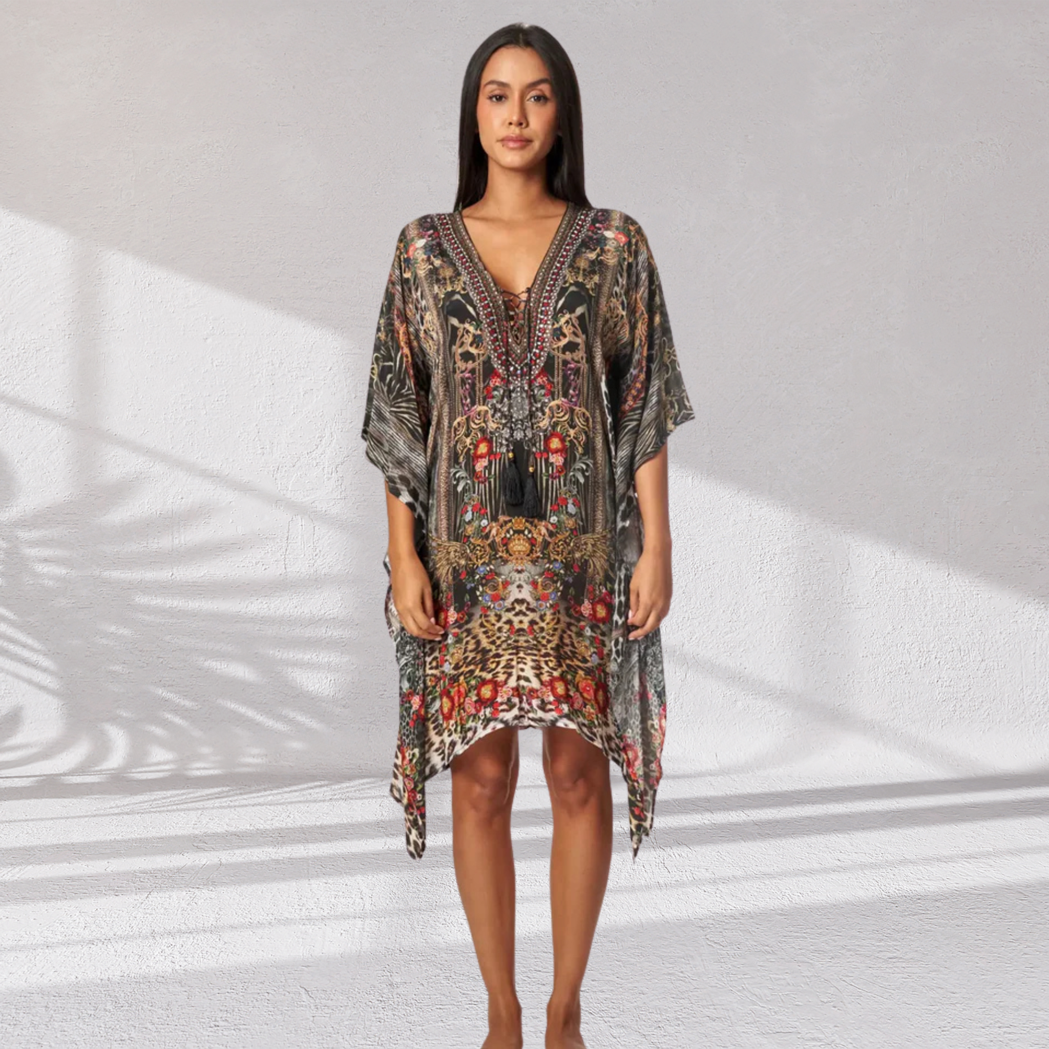 Eclectic Jungle Luxury Silk Caftan Dress
