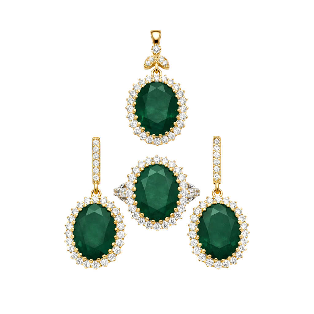 Ottoman Princess Gemstone Jewelry Set – Ring, Earrings & Pendant