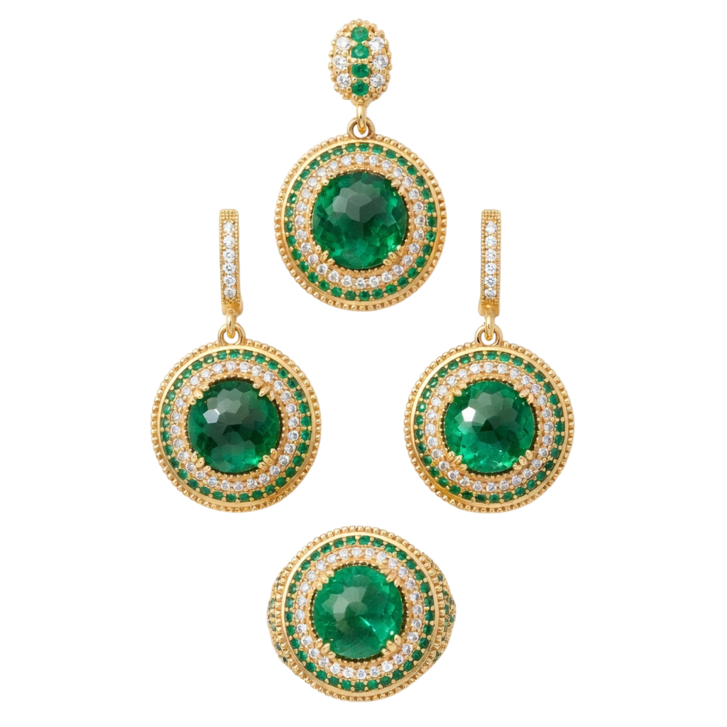 Topkapi Palace Gemstone Jewelry Set – Ring, Earrings & Pendant