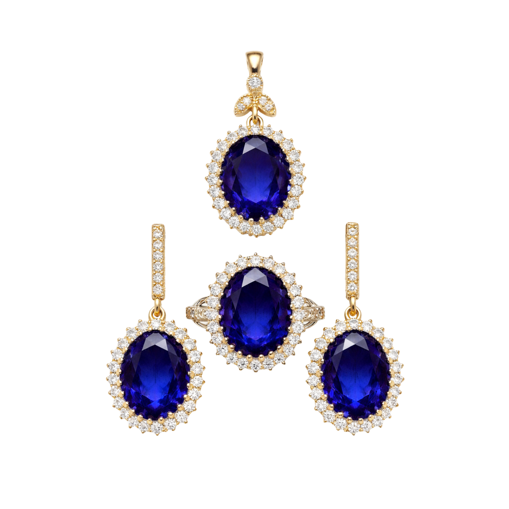 Ottoman Princess Gemstone Jewelry Set – Ring, Earrings & Pendant