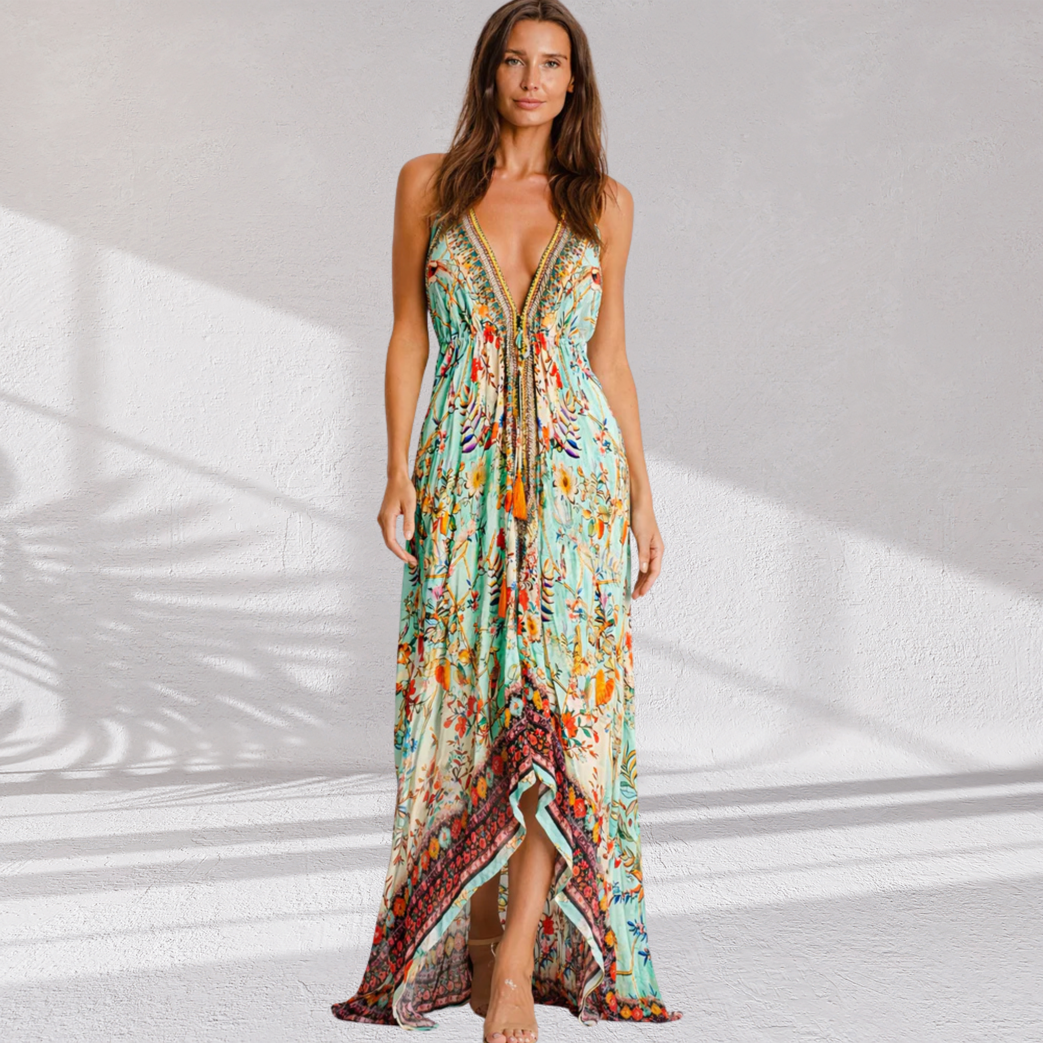 Turquoise Jardin Luxe Maxi Dress