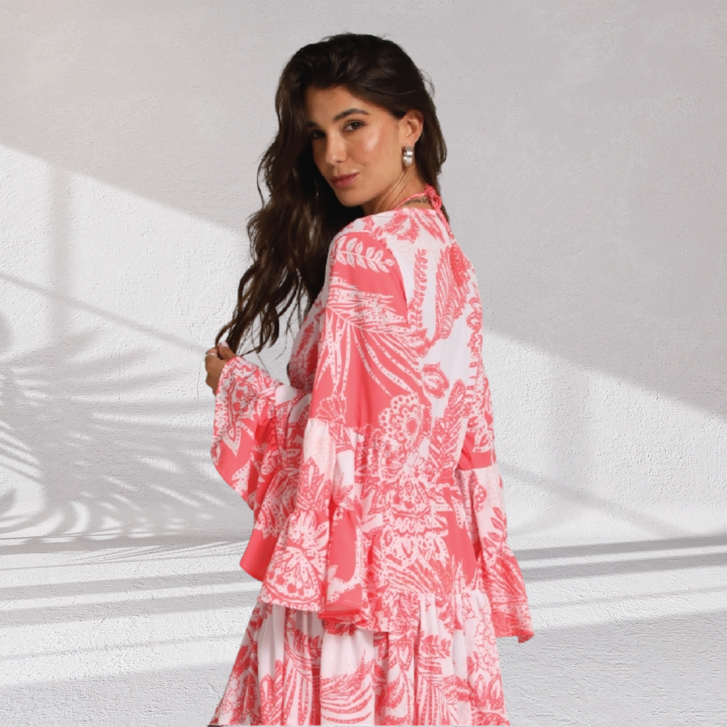 Coral Beach Floral Kimono Cover-Up