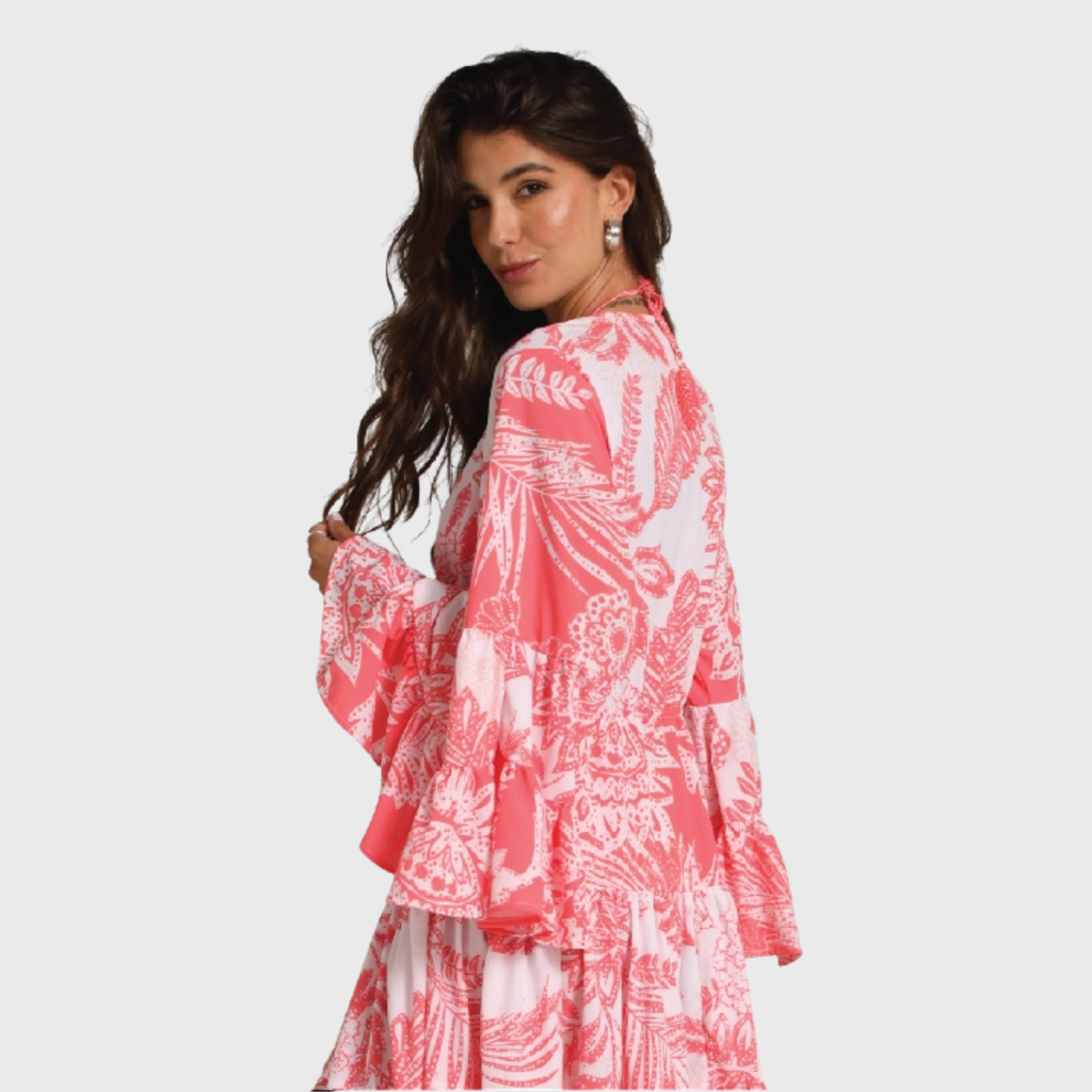 Coral Beach Floral Kimono Cover-Up
