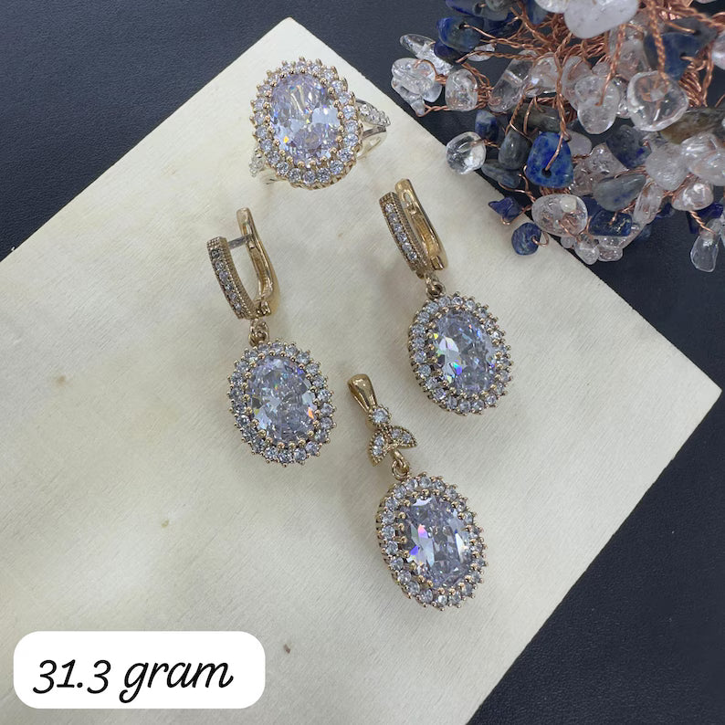 Ottoman Princess Gemstone Jewelry Set – Ring, Earrings & Pendant