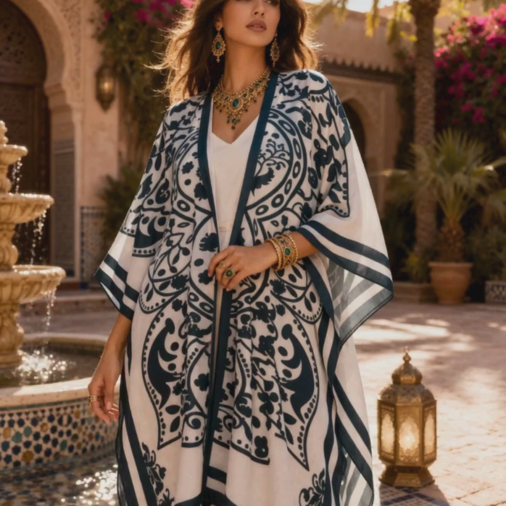 Azure Oasis Kimono Resortwear