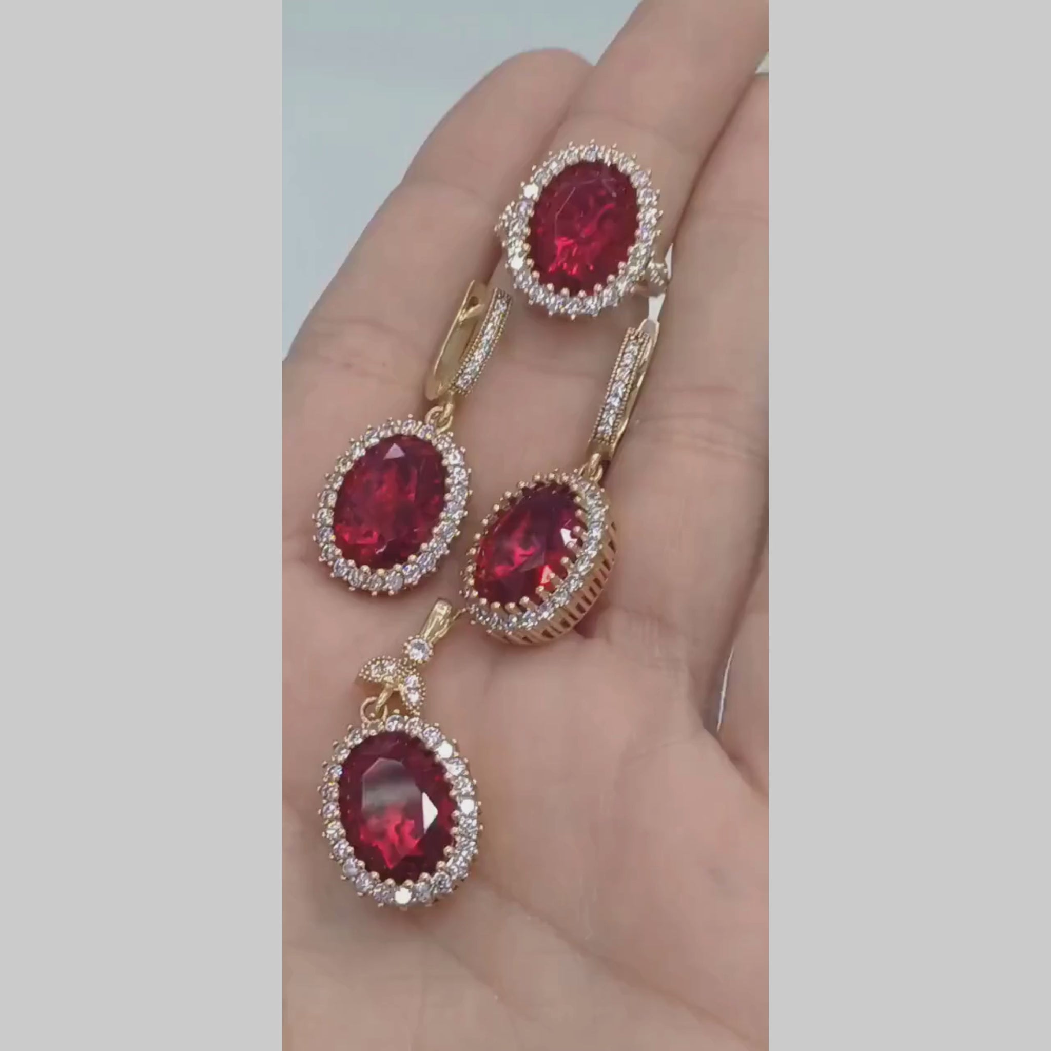 Ottoman Princess Gemstone Jewelry Set – Ring, Earrings & Pendant