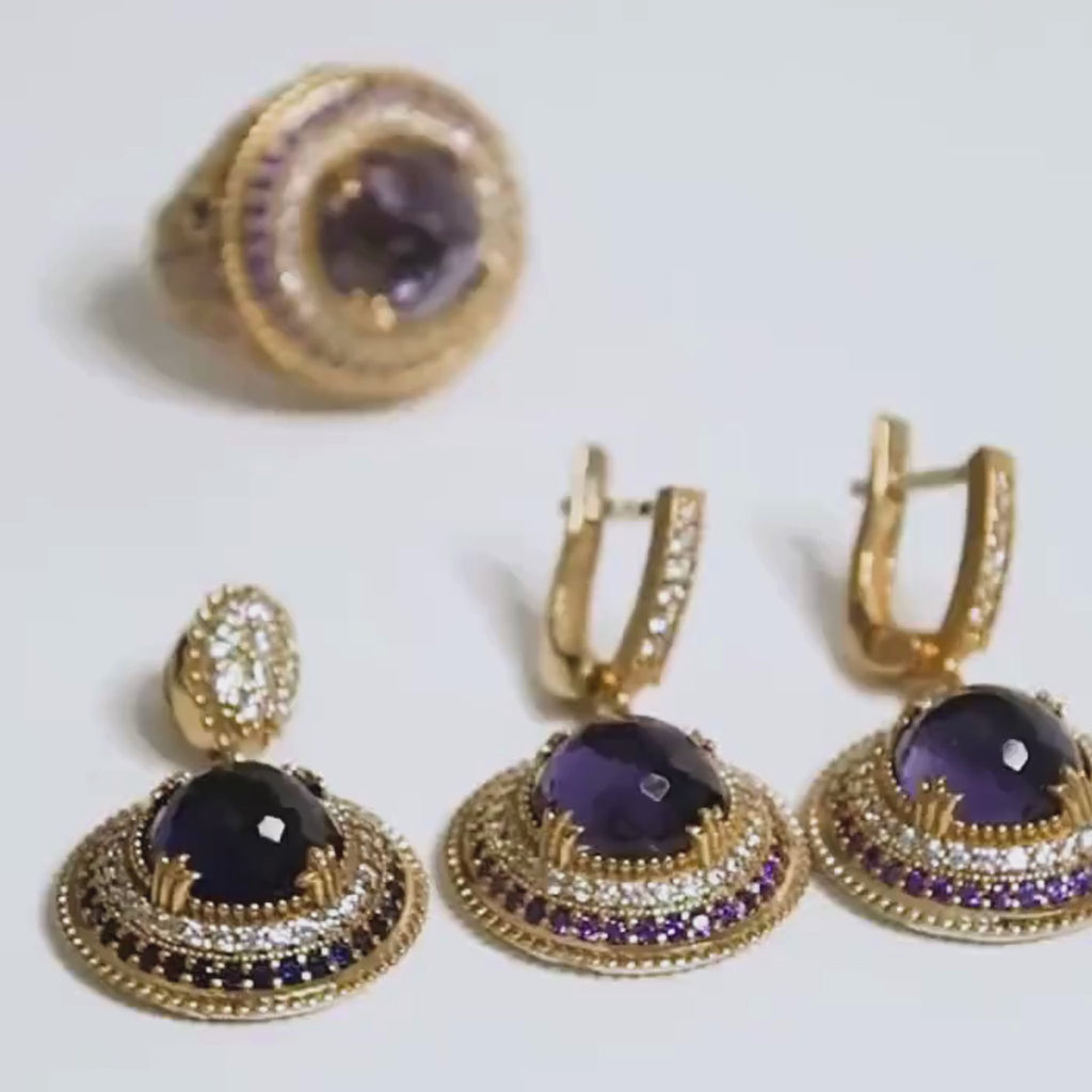 Topkapi Palace Gemstone Jewelry Set – Ring, Earrings & Pendant